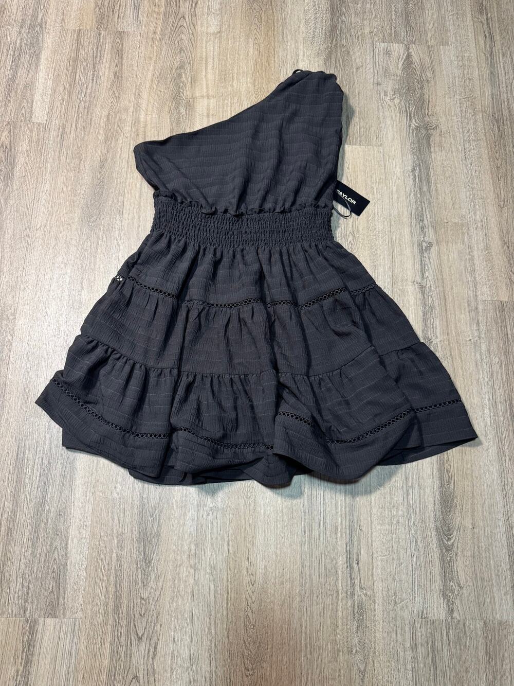 Taylor Women's One-Shoulder Black Tiered Summer Dress
